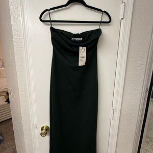 Elegant Dark Green Strapless Dress